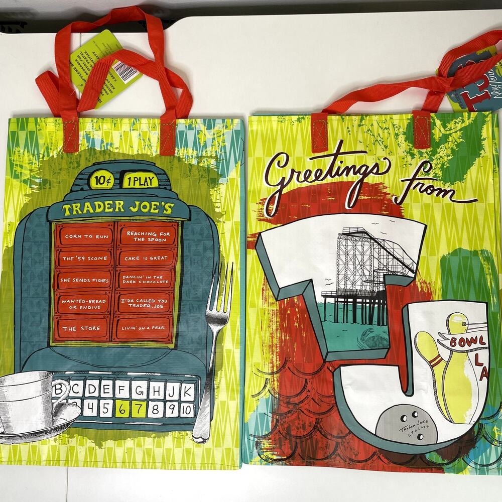 Trader Joe’s New Jersey NJ Tote Bag Eco Reusable Shopper Shore Jukebox Bowling